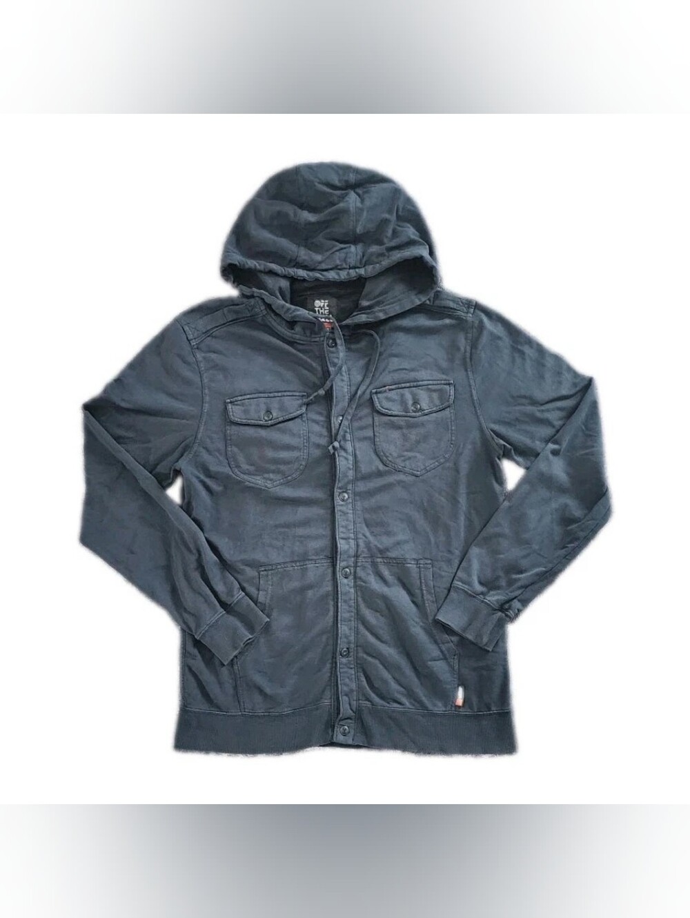 VANS Off The Wall Men's Gray Hooded Button-Up Shirt M Long Sleeve Pockets